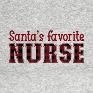 Santa's Favorite Nurse - Cute unisex Plaid Christmas T-Shirt